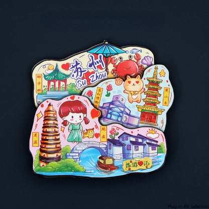 Vol.1-Chic wooden refrigerator magnets souvenirs from China's cities