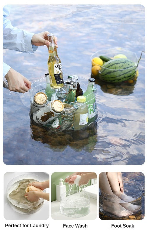 Outdoor fully transparent foldable water basin