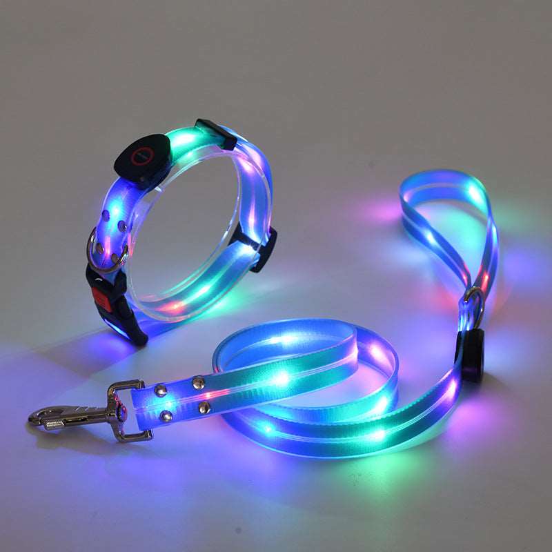 LED light up usb charging pet collar leash