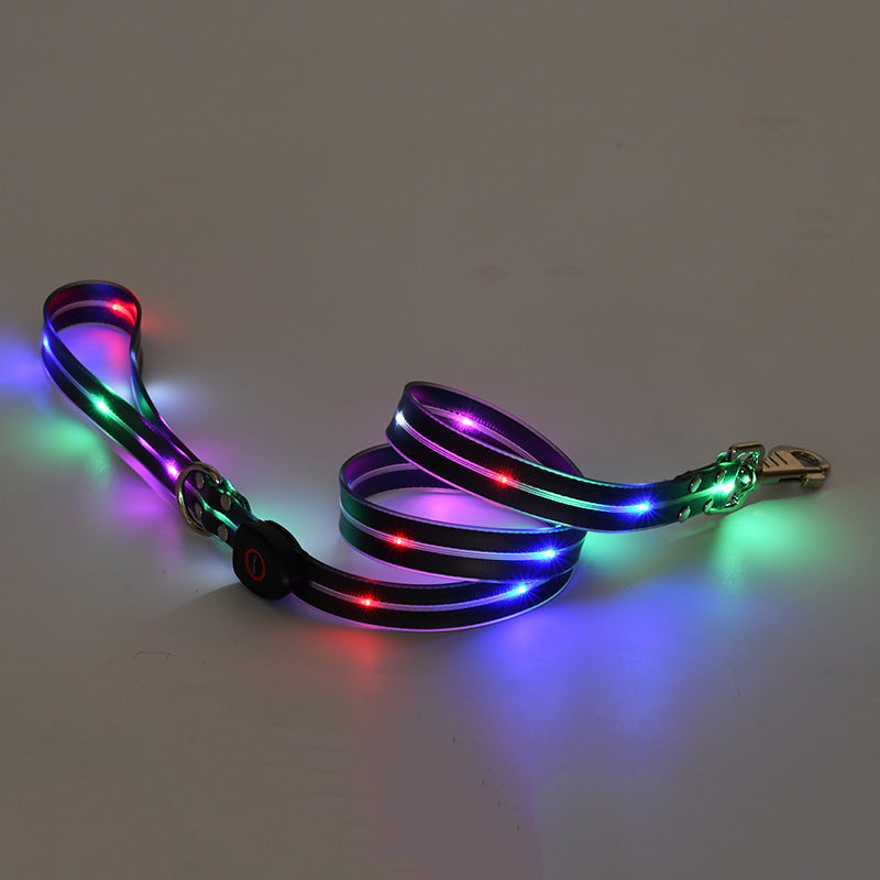 LED light up usb charging pet collar leash