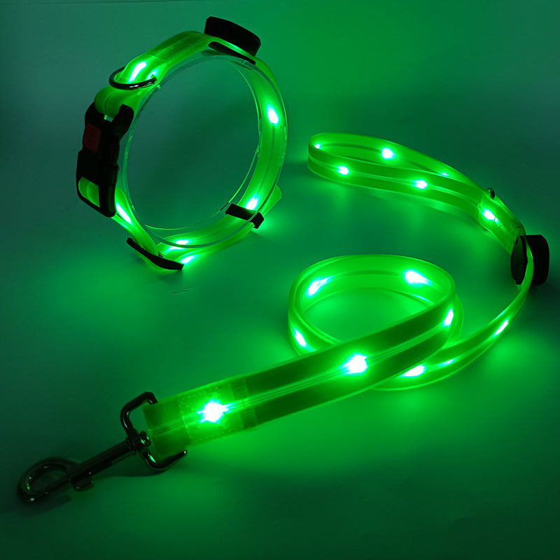 LED light up usb charging pet collar leash