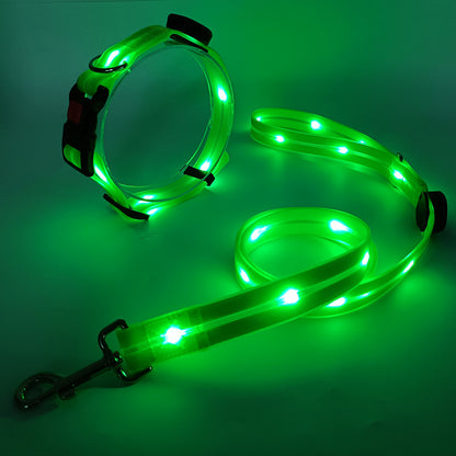 LED light up usb charging pet collar leash