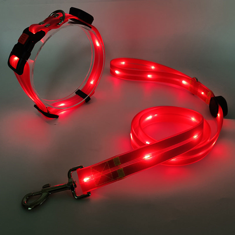 LED light up usb charging pet collar leash