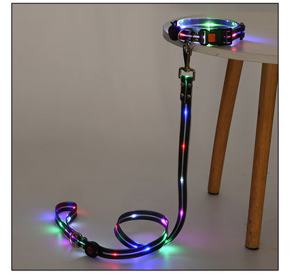 LED light up usb charging pet collar leash