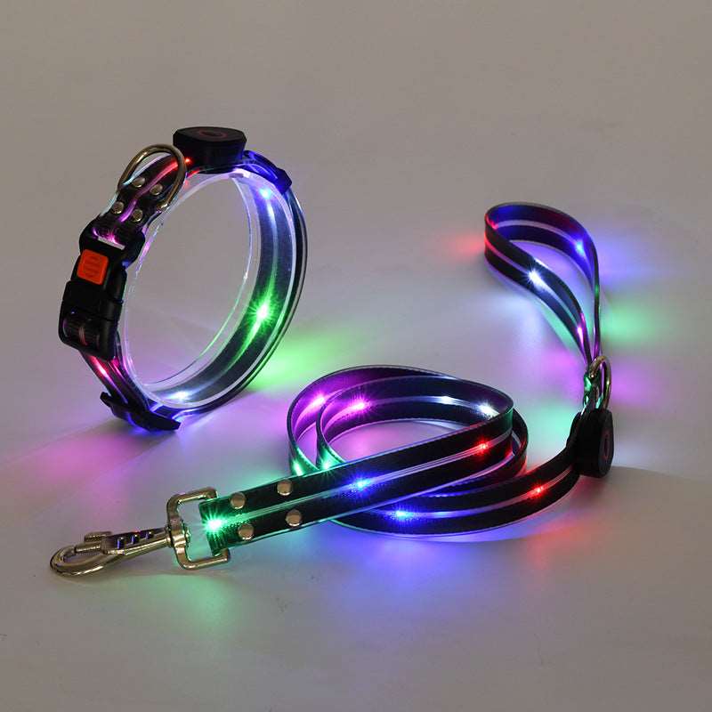 LED light up usb charging pet collar leash