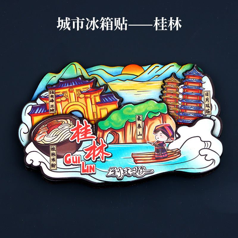 Vol.1-Chic wooden refrigerator magnets souvenirs from China's cities