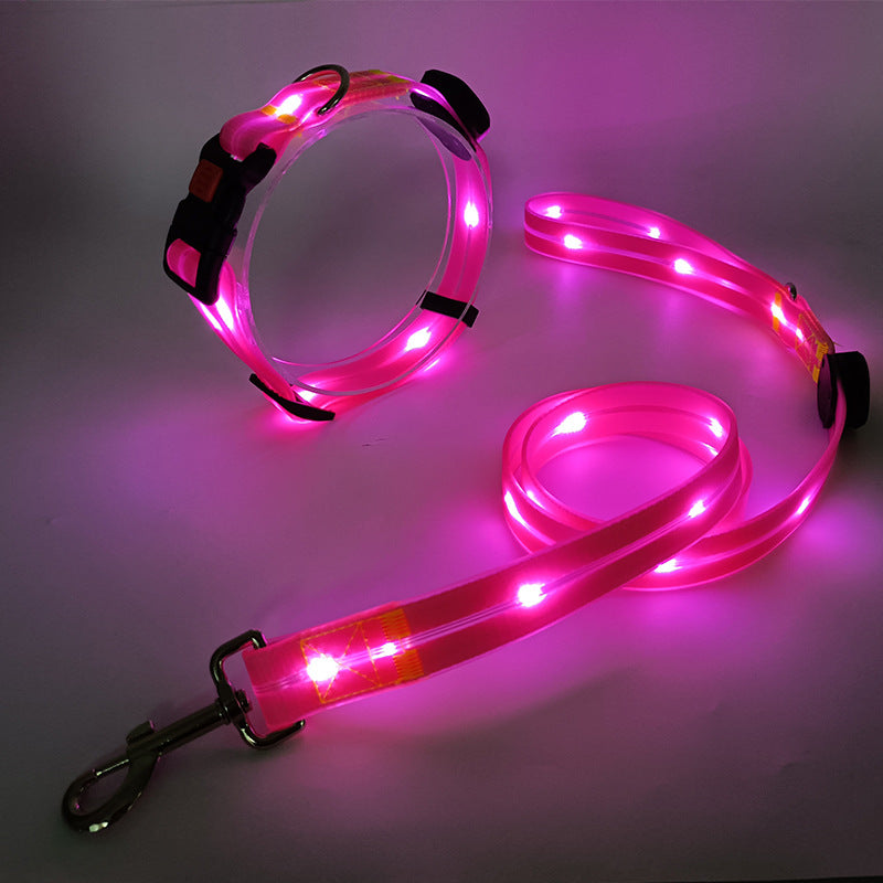 LED light up usb charging pet collar leash