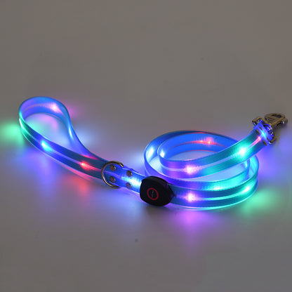 LED light up usb charging pet collar leash