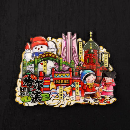 Vol.1-Chic wooden refrigerator magnets souvenirs from China's cities